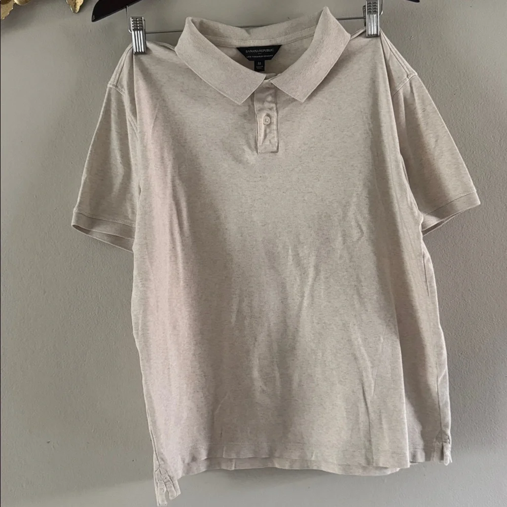 Banana Republic Women's Light Beige Polo Button-Down Shirt
